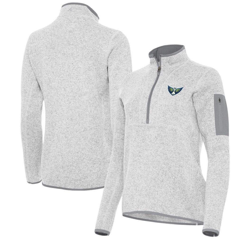 Dallas Wings Antigua Women's Fortune Half-Zip Pullover Jacket - Heather Gray