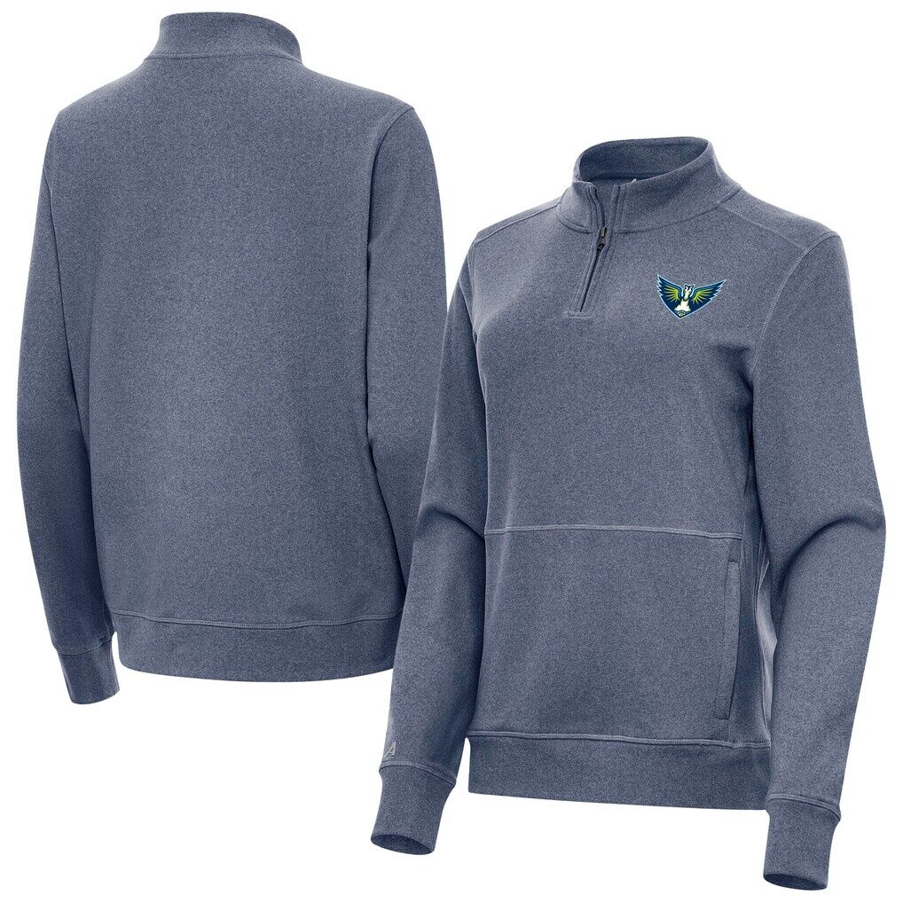 Dallas Wings Antigua Women's Crush Quarter-Zip Fleece Sweatshirt - Heather Navy