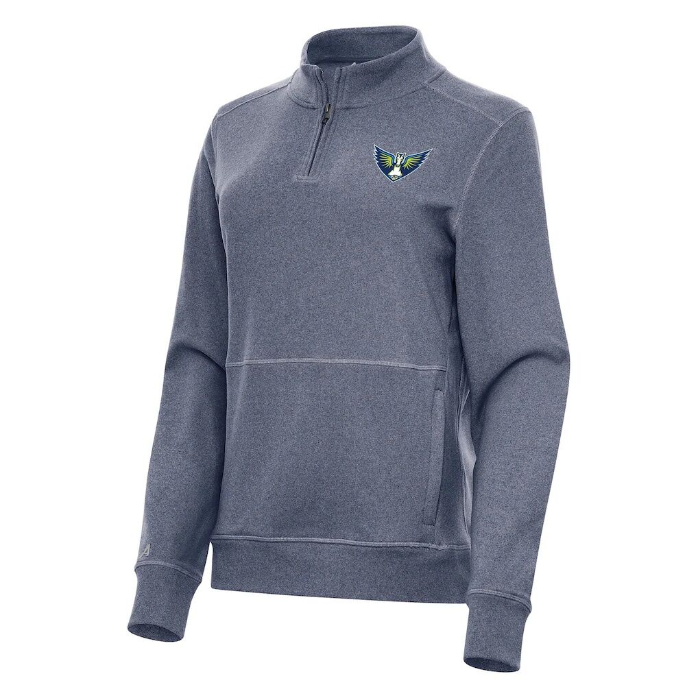 Dallas Wings Antigua Women's Crush Quarter-Zip Fleece Sweatshirt - Heather Navy