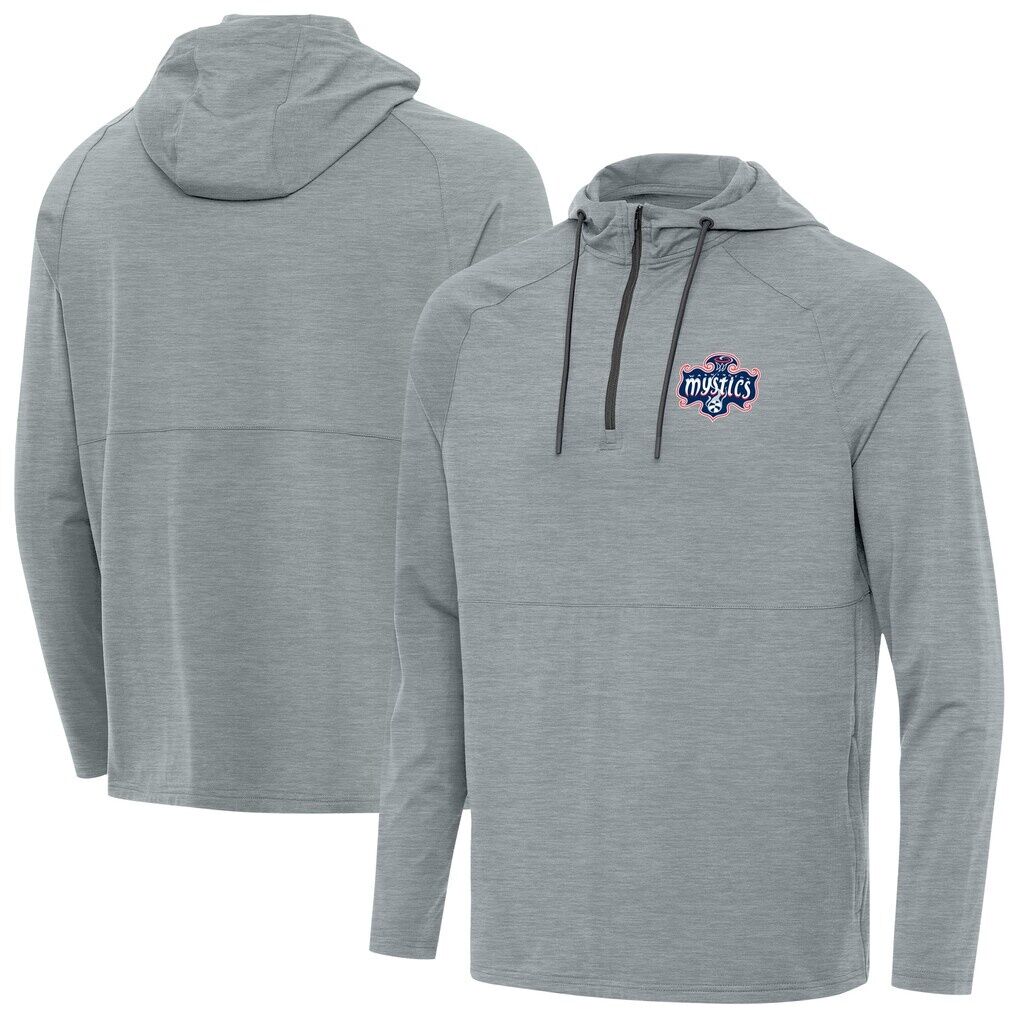 Washington Mystics Antigua Spikes Raglan Quarter-Zip Hoodie - Heather Gray