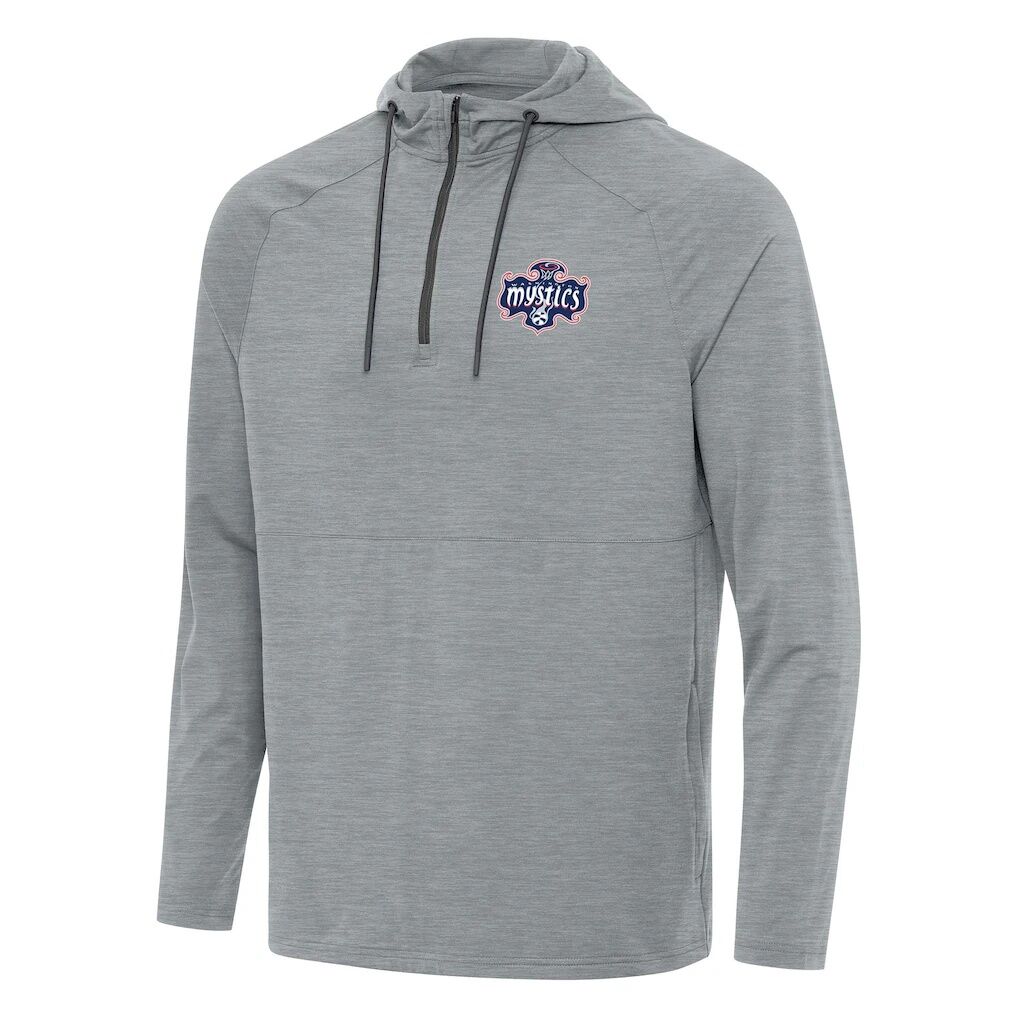 Washington Mystics Antigua Spikes Raglan Quarter-Zip Hoodie - Heather Gray