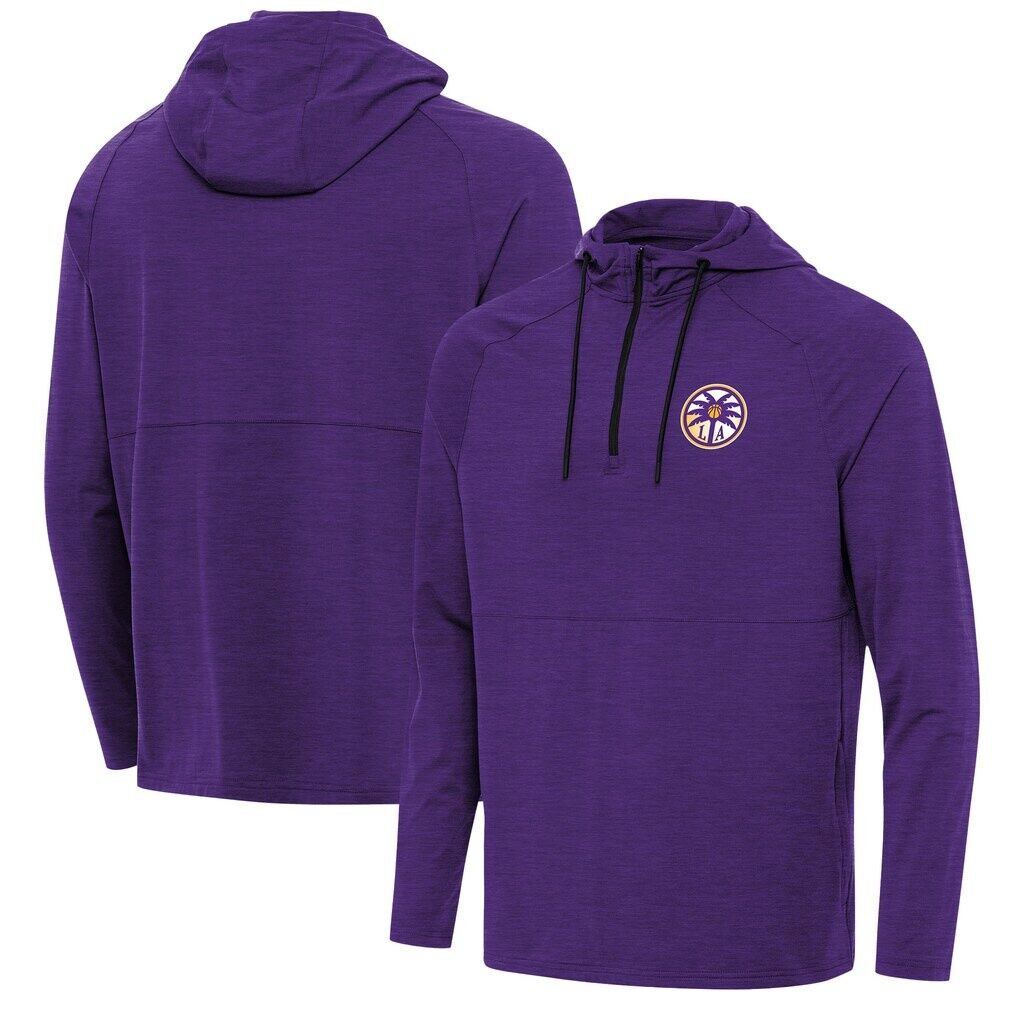 Los Angeles Sparks Antigua Spikes Raglan Quarter-Zip Hoodie - Heather Purple