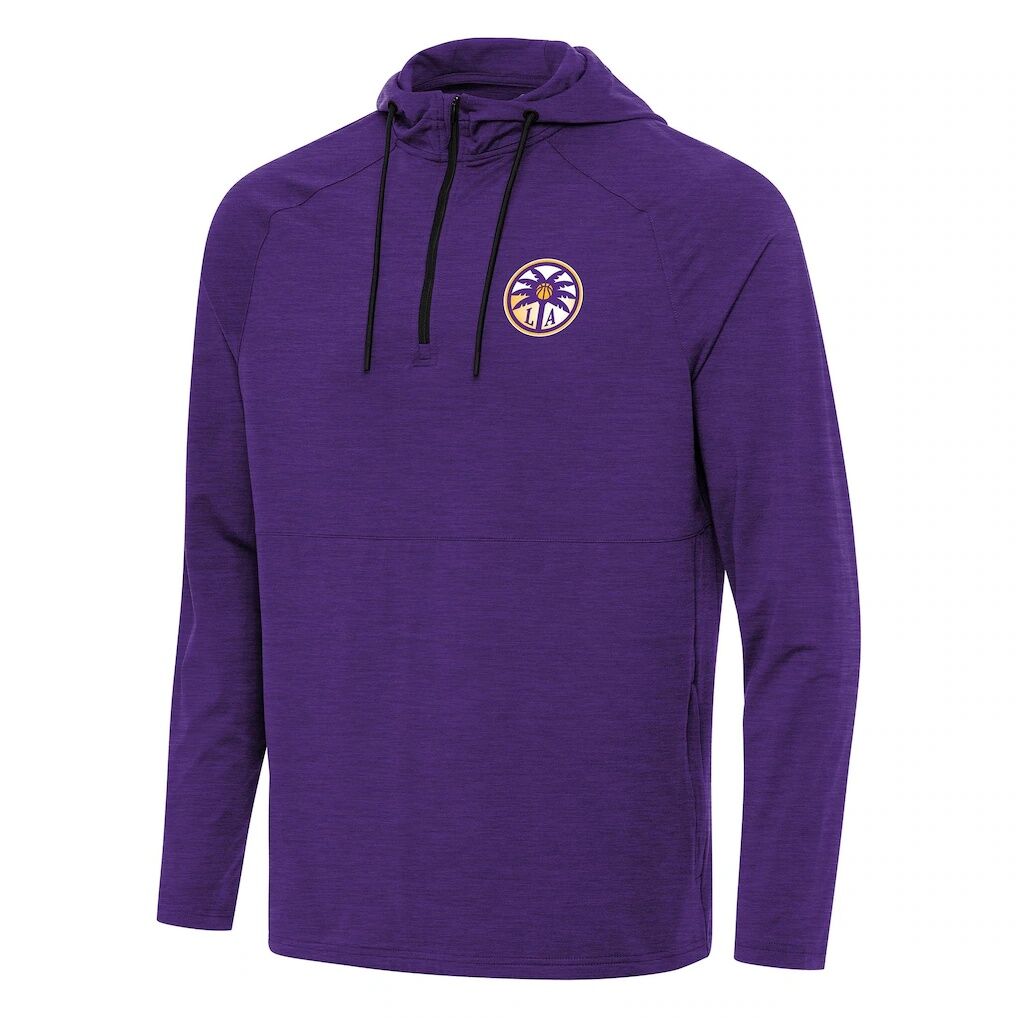 Los Angeles Sparks Antigua Spikes Raglan Quarter-Zip Hoodie - Heather Purple