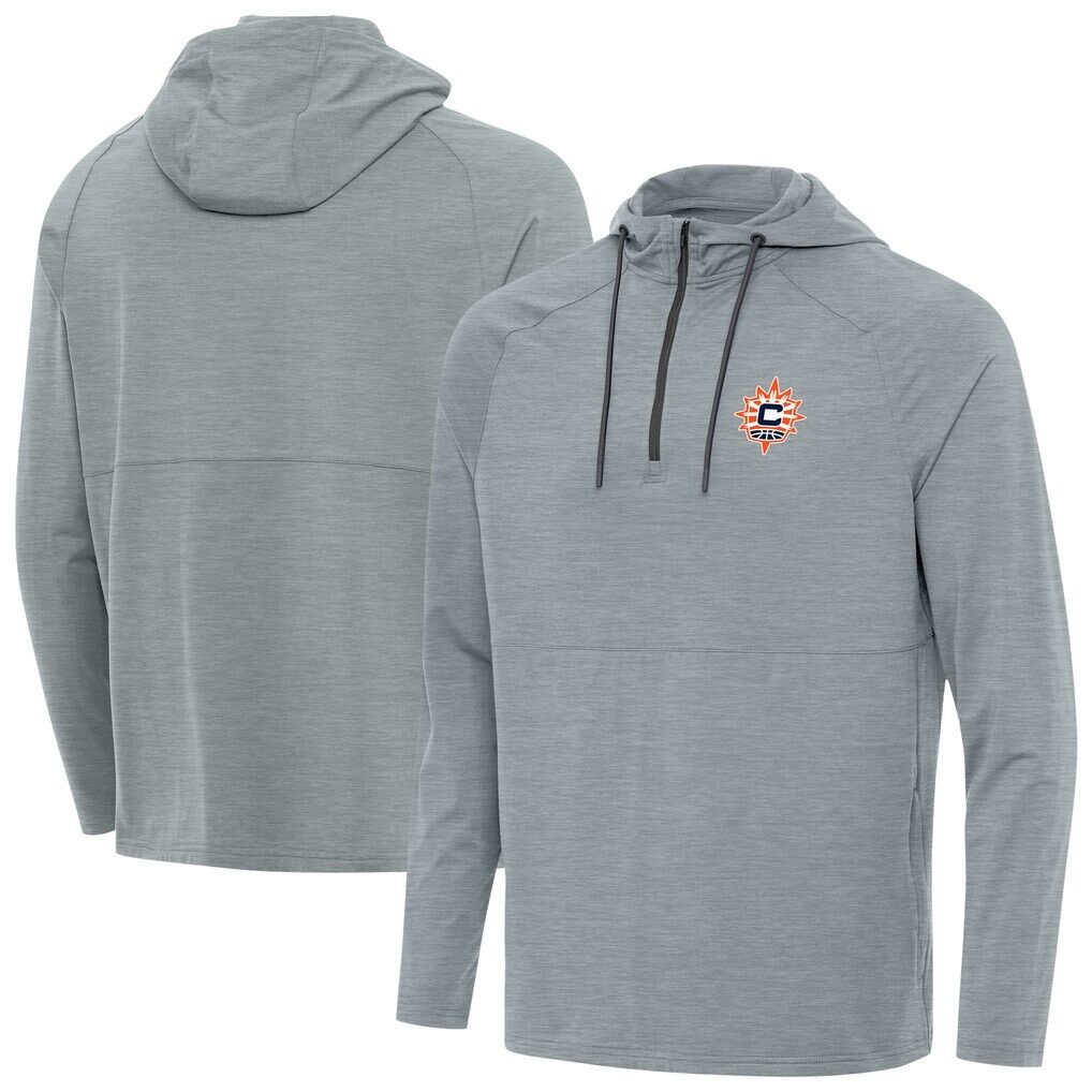 Connecticut Sun Antigua Spikes Raglan Quarter-Zip Hoodie - Heather Gray