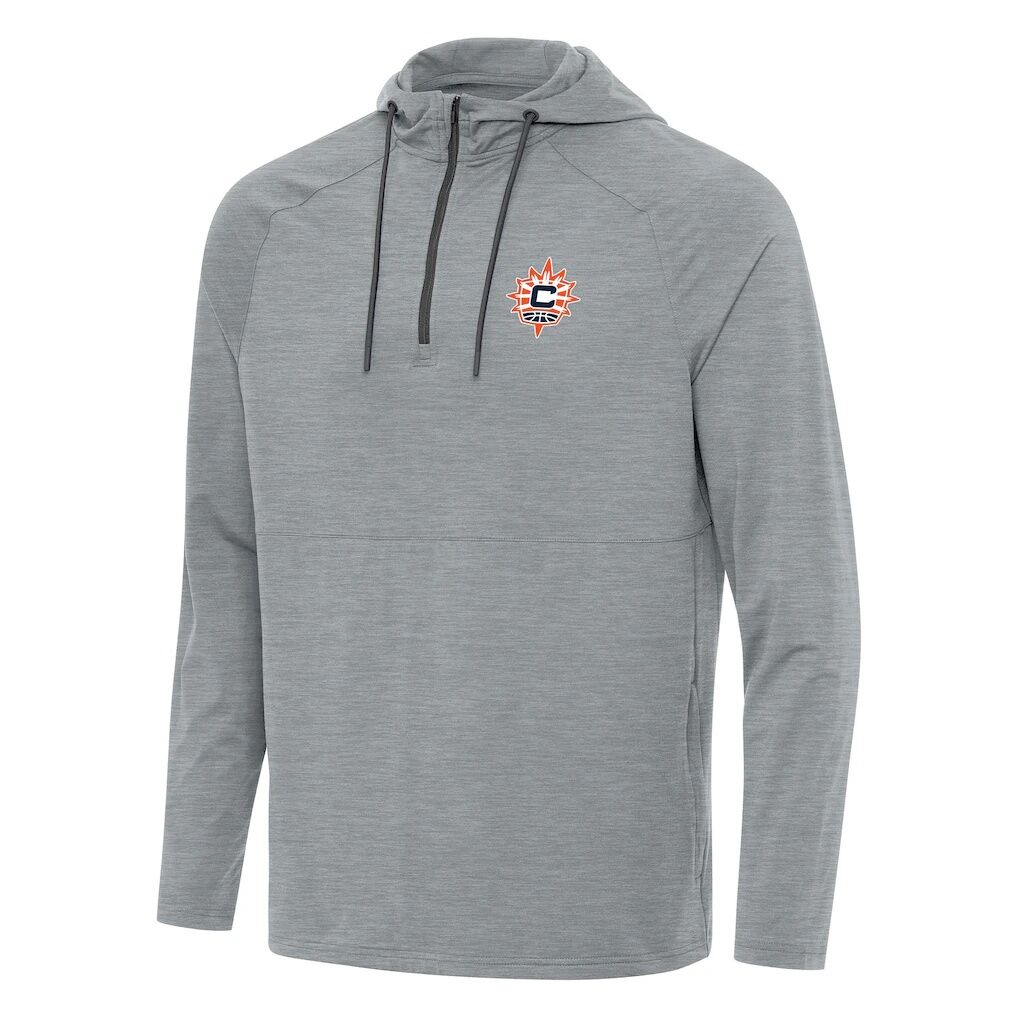 Connecticut Sun Antigua Spikes Raglan Quarter-Zip Hoodie - Heather Gray