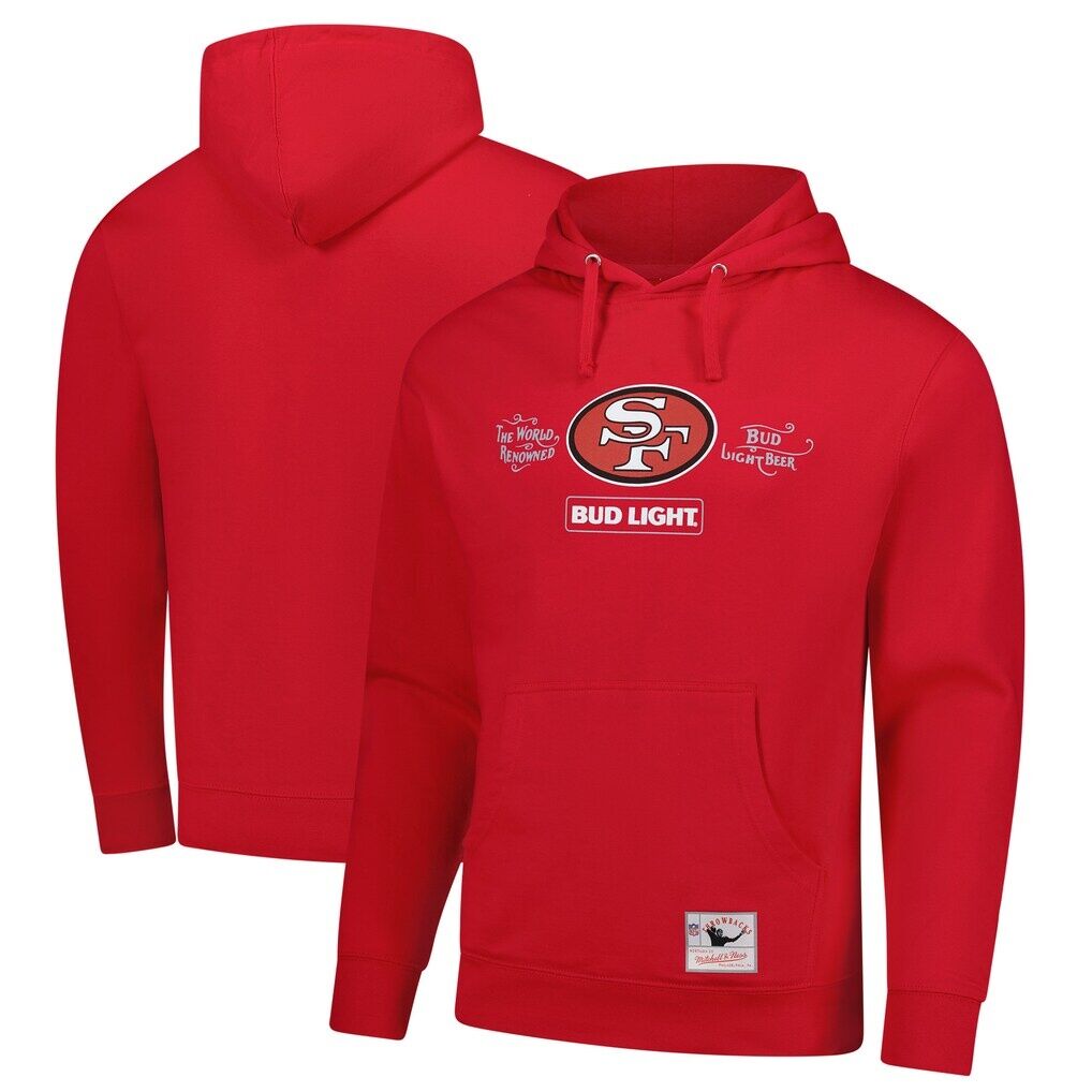 San Francisco 49ers Mitchell & Ness NFL x Bud Light Vintage Pullover Hoodie - Scarlet