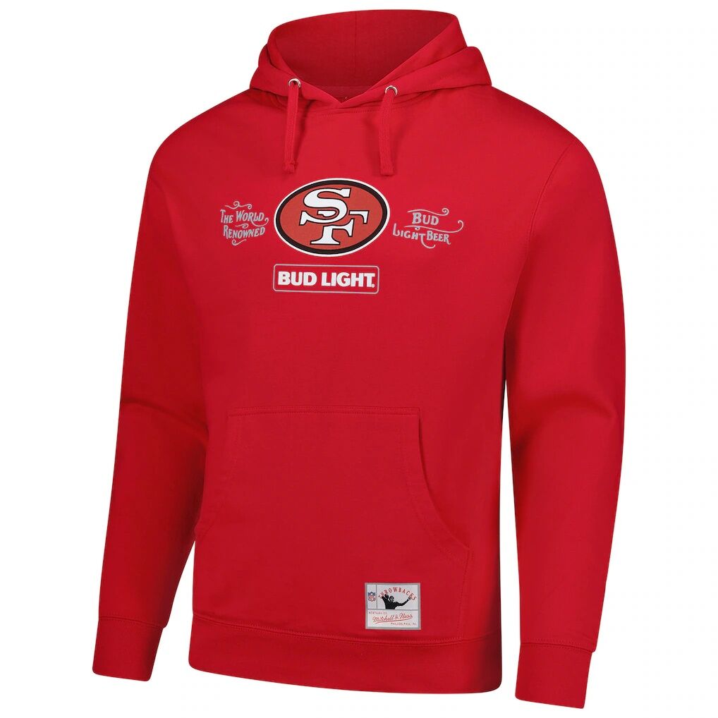 San Francisco 49ers Mitchell & Ness NFL x Bud Light Vintage Pullover Hoodie - Scarlet