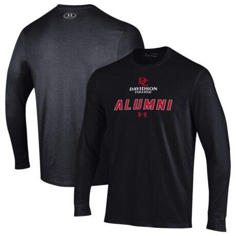 Davidson Wildcats Under Armour Alumni Performance Long Sleeve T-Shirt - Black - Front View