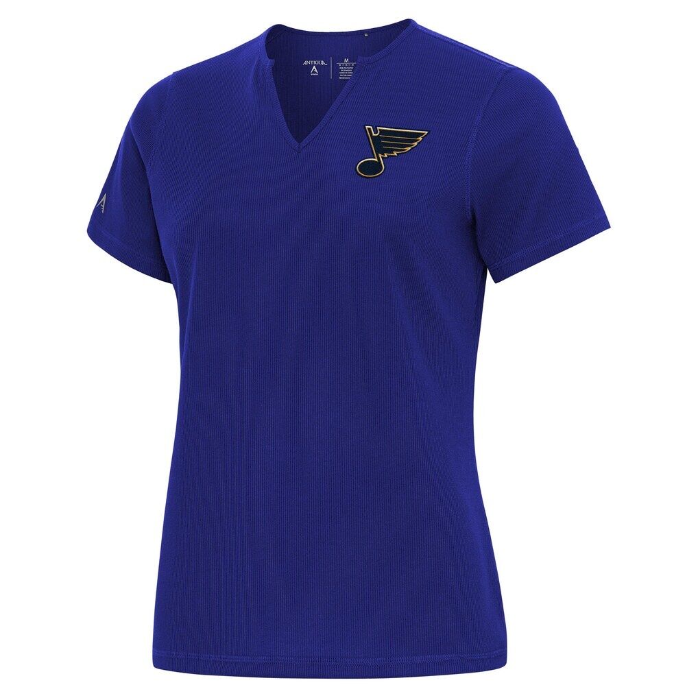 St. Louis Blues Antigua Traveler Rib V-Neck T-Shirt
