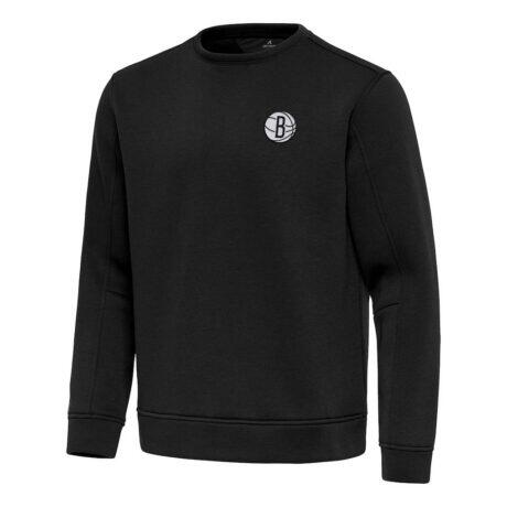Brooklyn Nets Antigua Relevant Pullover Sweatshirt - Black - Front View