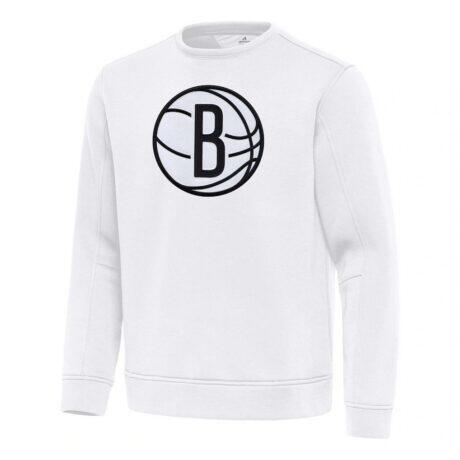 Brooklyn Nets Antigua Relevant Pullover Sweatshirt - White - Front View