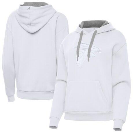 Atlanta Falcons Antigua Women's Victory Pullover Hoodie - White - Front View
