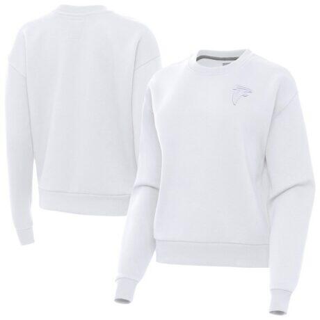 Atlanta Falcons Antigua Women's Victory Crew Pullover Sweatshirt - White - Front View
