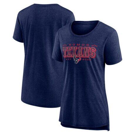 Houston Texans Nike Women's Vintage Graphic Tri-Blend Scoop Neck T-Shirt - Navy - Front View