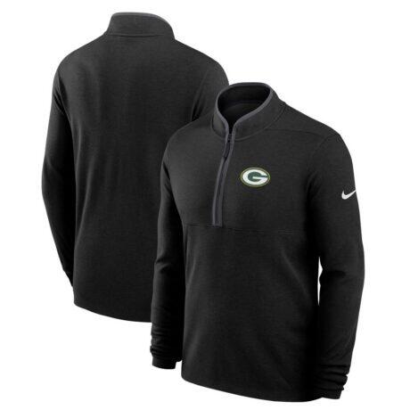 Green Bay Packers Nike Primetime Victory Dri-FIT Half-Zip Pullover - Black - Front View