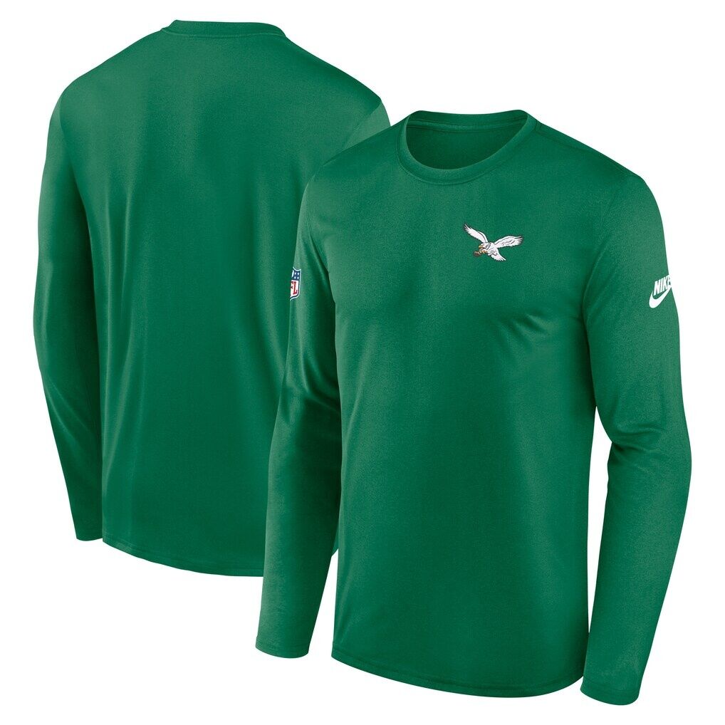Philadelphia Eagles Nike Legend Small Logo Dri-FIT Long Sleeve T-Shirt - Kelly Green