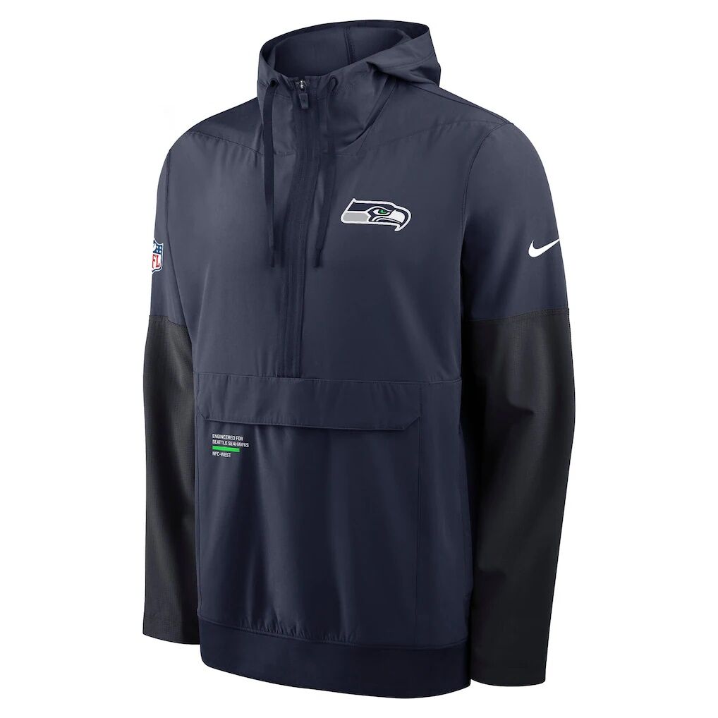 Seattle Seahawks Nike Sideline Anorak Half-Zip Hoodie Jacket - College Navy
