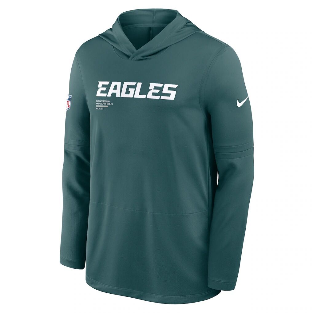 Philadelphia Eagles Nike Sideline Pure Fury Performance Long Sleeve Hoodie T-Shirt