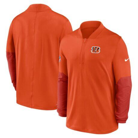 Cincinnati Bengals Nike Sideline Dri-FIT Half-Zip Pullover - Orange - Front View