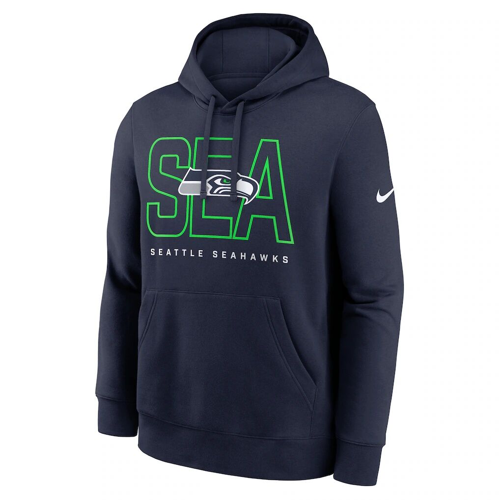 Seattle Seahawks Nike Busted Play Club Fleece Pullover Hoodie - College Navy