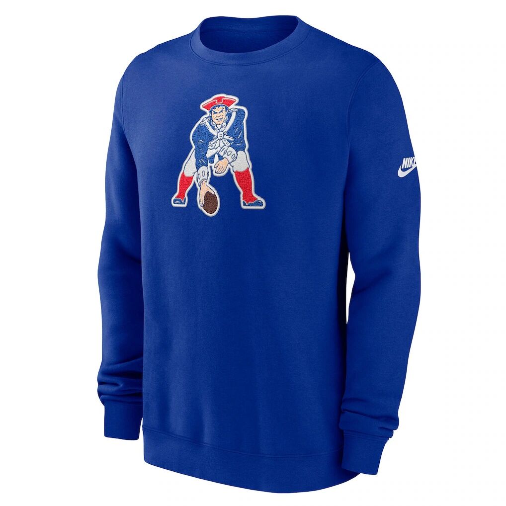 New England Patriots Nike Swing Pass Rewind Club Pullover Sweatshirt - Royal