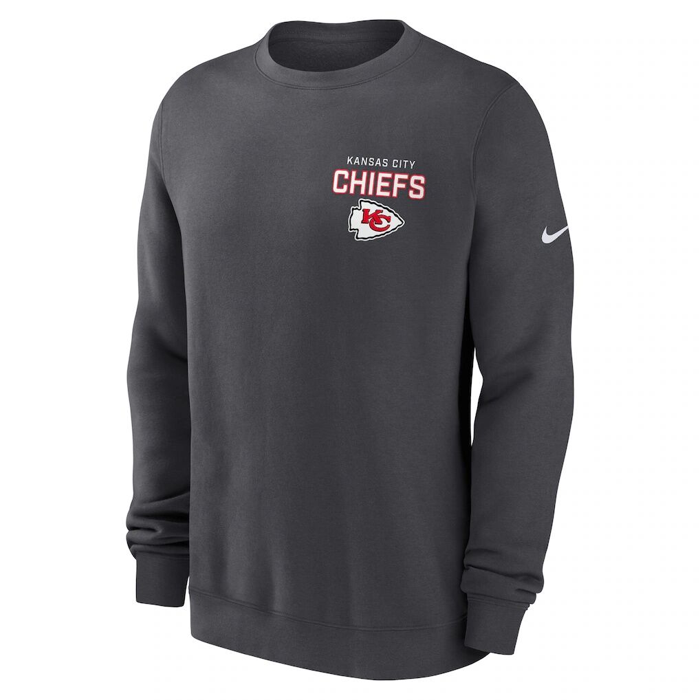 Kansas City Chiefs Nike Primetime Club Fleece Pullover Sweatshirt – Anthracite