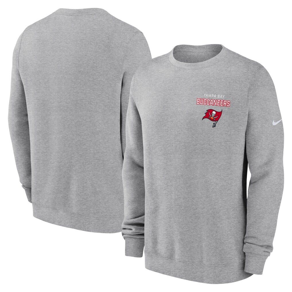 Tampa Bay Buccaneers Nike Primetime Club Fleece Pullover Sweatshirt - Heather Gray