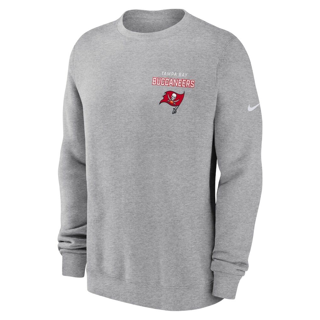 Tampa Bay Buccaneers Nike Primetime Club Fleece Pullover Sweatshirt - Heather Gray