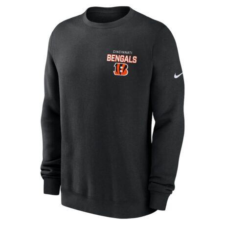 Cincinnati Bengals Nike Primetime Club Fleece Pullover Sweatshirt - Black - Front View
