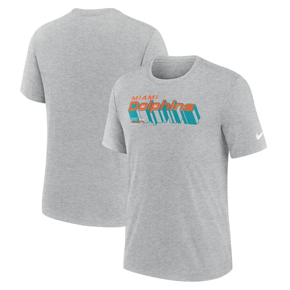 Miami Dolphins Nike Long Pass Tri-Blend T-Shirt - Heather Gray