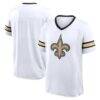 New Orleans Saints Fashion7 Redzone Hashmark V-Neck T-Shirt - White - Front View