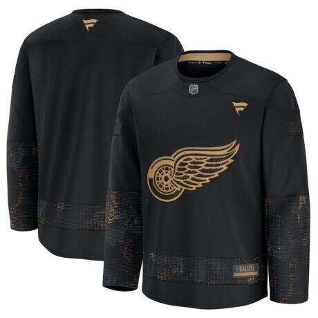 Detroit Red Wings Fashion7 2024 Military Appreciation Practice Jersey - Black - Front View