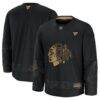 Chicago Blackhawks Fashion7 2024 Military Appreciation Practice Jersey - Black - Front View