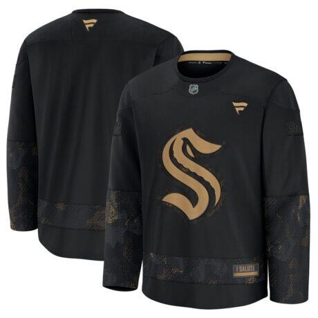 Seattle Kraken Fashion7 2024 Military Appreciation Practice Jersey - Black - Front View