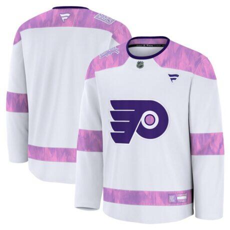 Philadelphia Flyers Fashion7 2024 Hockey Fights Cancer Practice Jersey - White - Front View