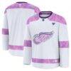 Detroit Red Wings Fashion7 2024 Hockey Fights Cancer Practice Jersey - White - Front View