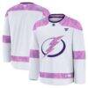 Tampa Bay Lightning Fashion7 2024 Hockey Fights Cancer Practice Jersey - White - Front View