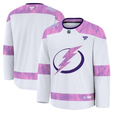 Tampa Bay Lightning Fashion7 2024 Hockey Fights Cancer Practice Jersey - White - Front View