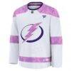 Tampa Bay Lightning Fashion7 2024 Hockey Fights Cancer Practice Jersey - White - Side View