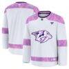 Nashville Predators Fashion7 2024 Hockey Fights Cancer Practice Jersey - White - Front View