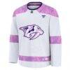 Nashville Predators Fashion7 2024 Hockey Fights Cancer Practice Jersey - White - Side View