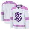 Seattle Kraken Fashion7 2024 Hockey Fights Cancer Practice Jersey - White - Front View