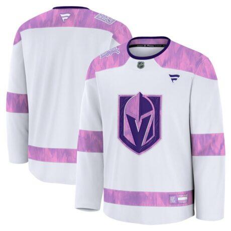 Vegas Golden Knights Fashion7 2024 Hockey Fights Cancer Practice Jersey - White - Front View