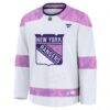New York Rangers Fashion7 2024 Hockey Fights Cancer Practice Jersey - White - Side View