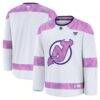 New Jersey Devils Fashion7 2024 Hockey Fights Cancer Practice Jersey - White - Front View
