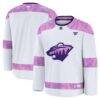 Minnesota Wild Fashion7 2024 Hockey Fights Cancer Practice Jersey - White - Front View
