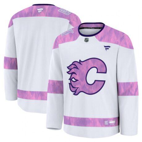 Calgary Flames Fashion7 2024 Hockey Fights Cancer Practice Jersey - White - Front View