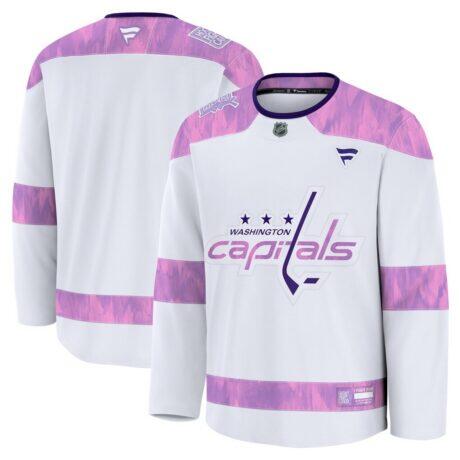 Washington Capitals Fashion7 2024 Hockey Fights Cancer Practice Jersey - White - Front View