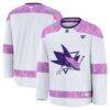 San Jose Sharks Fashion7 2024 Hockey Fights Cancer Practice Jersey - White - Front View