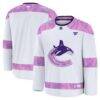 Vancouver Canucks Fashion7 2024 Hockey Fights Cancer Practice Jersey - White - Front View